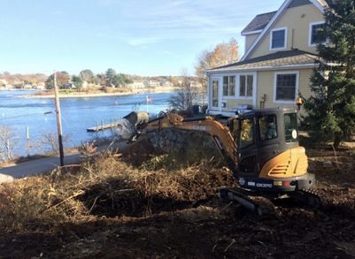 landscape construction near waters edge